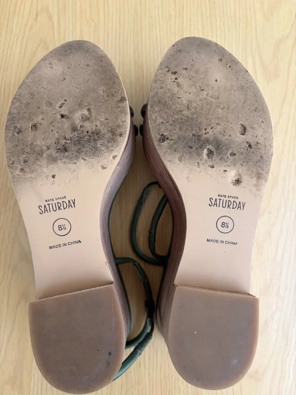 Kate Spade Saturday 2013 Archival Olive Green Strappy Platform Sandals Sz 8.5